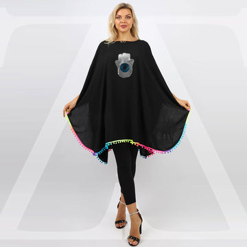 Crepe Poncho - Embroidered