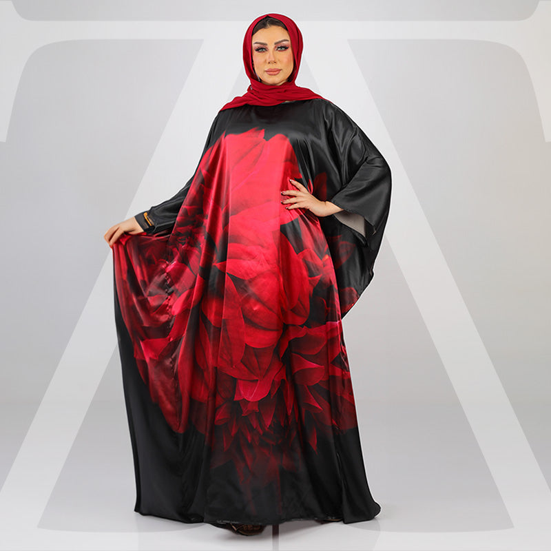 Dubai Silky Satin Jalabiya - Printed