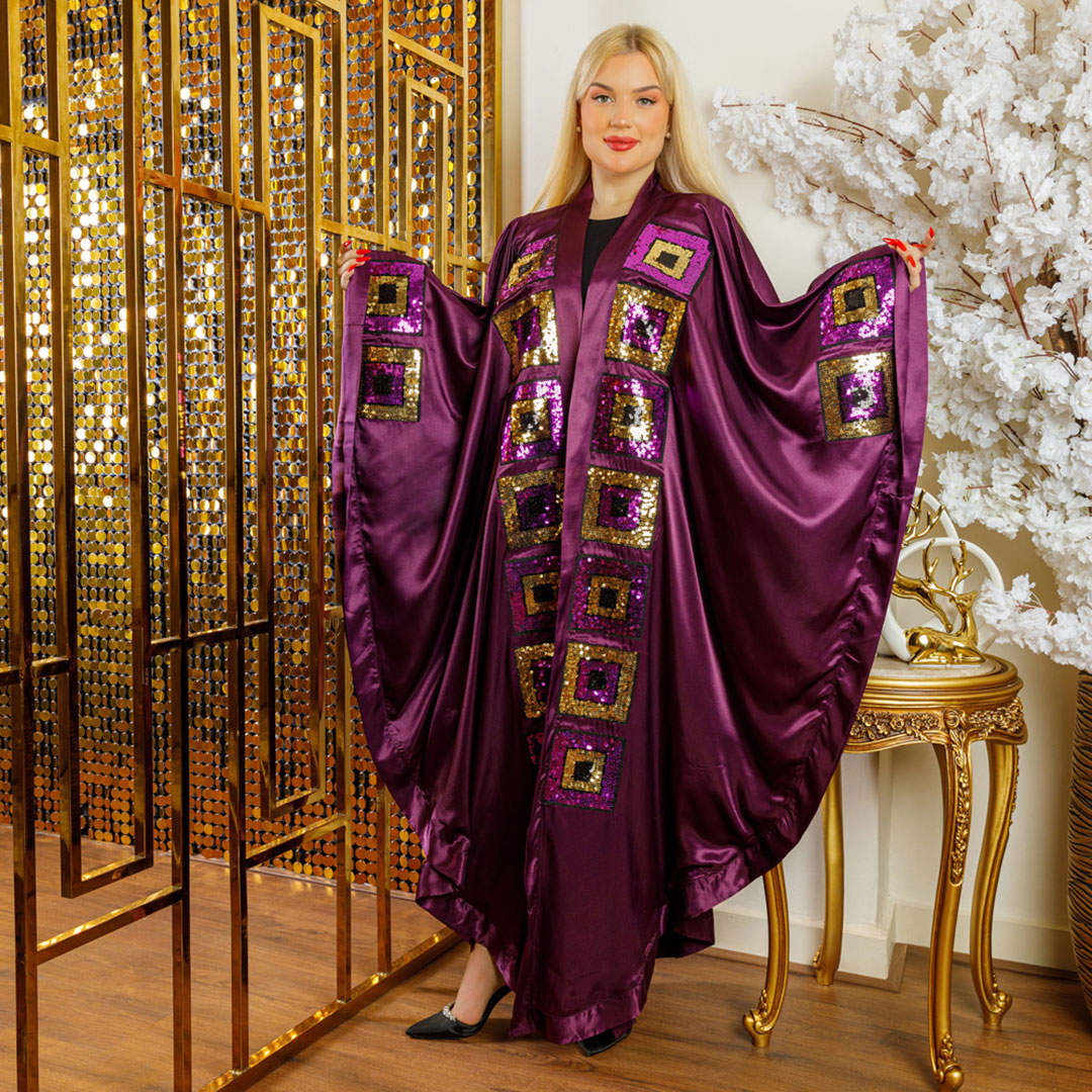 Dubai Silky Satin kaftan- Embroidered
