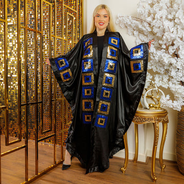 Dubai Silky Satin kaftan- Embroidered