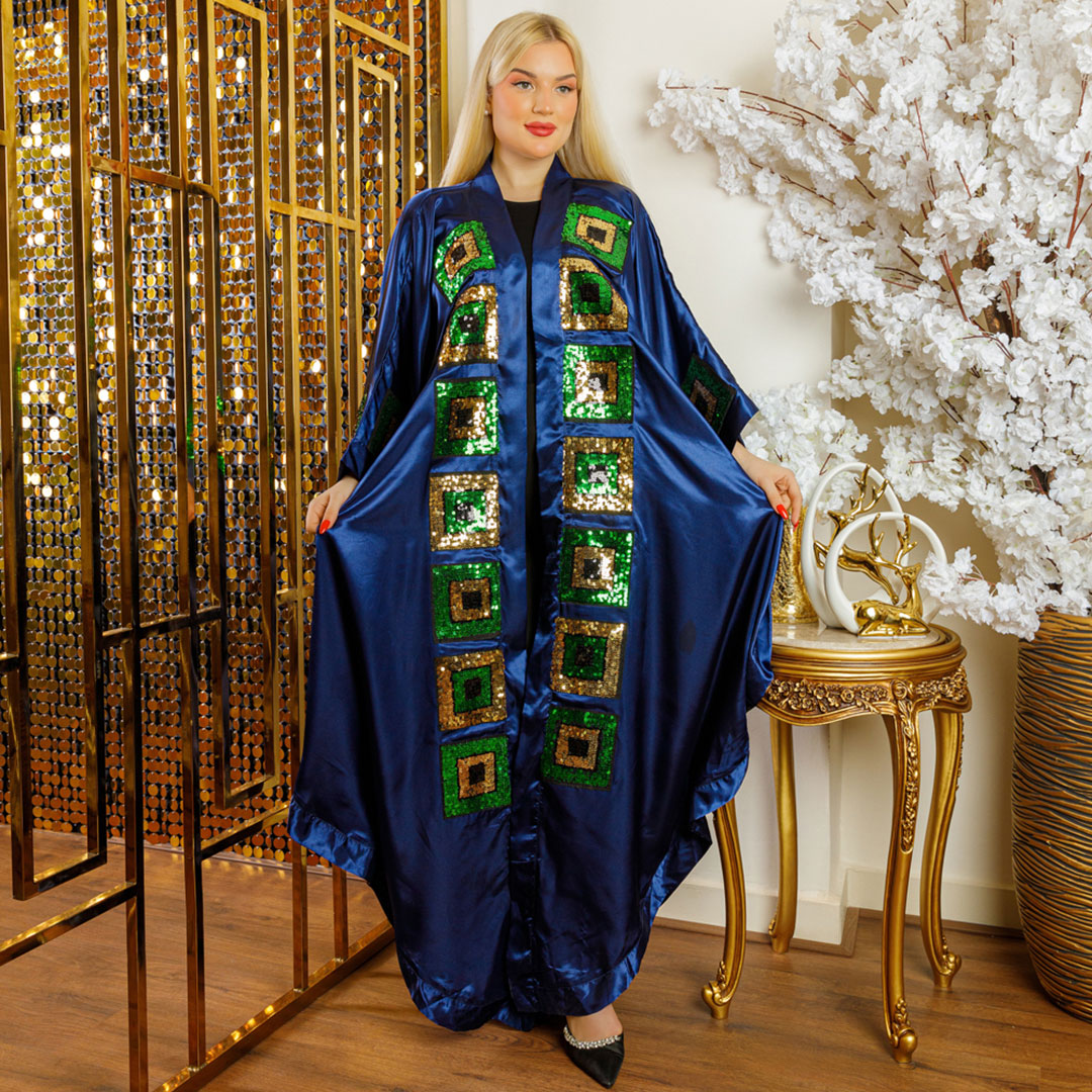 Dubai Silky Satin kaftan- Embroidered