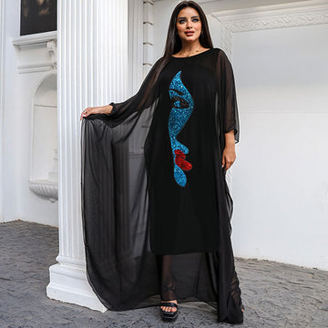 Dubai  Chiffon Jalabiya- Embroidered