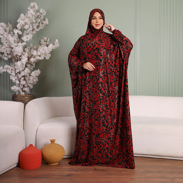 Practical  Kuwaiti Jersey prayer dress  with headscarf- Printed