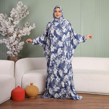 Practical  Kuwaiti Jersey prayer dress  with headscarf- Printed