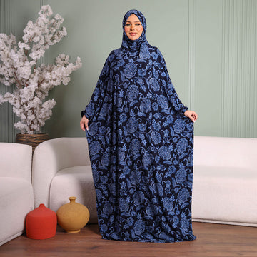 Practical  Kuwaiti Jersey prayer dress  with headscarf- Printed