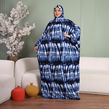 Practical  Kuwaiti Jersey prayer dress  with headscarf- Printed