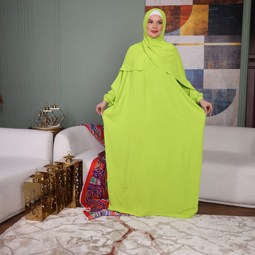 Practical Crepe Saudi prayer dress  with headscarf- plain