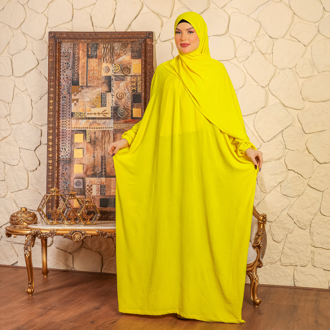 Practical Crepe Saudi prayer dress  with headscarf- plain
