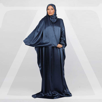 Practical plain silky satin prayer dress with headscarf