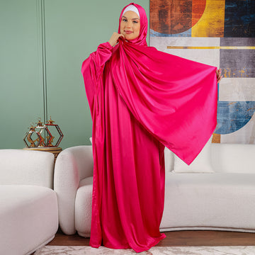 Armani - Practical plain silky satin prayer dress with headscarf