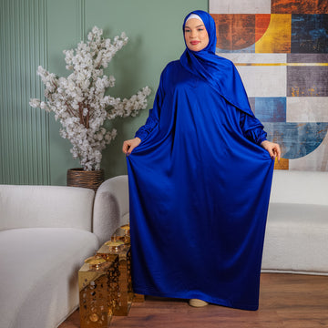 Armani - Practical plain silky satin prayer dress with headscarf