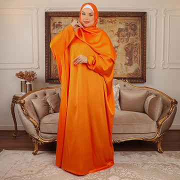 Armani - Practical plain silky satin prayer dress with headscarf