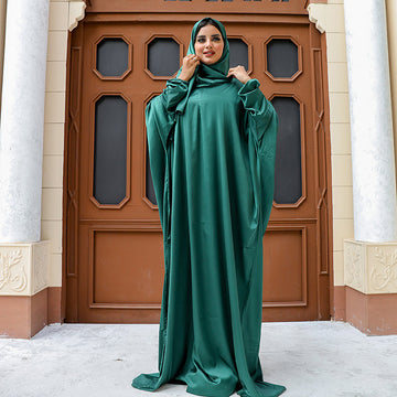 Armani - Practical plain silky satin prayer dress with headscarf