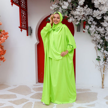 Armani - Practical plain silky satin prayer dress with headscarf