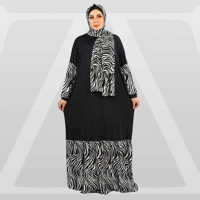 Practical Saudi Jersey  prayer dress with headscarf
