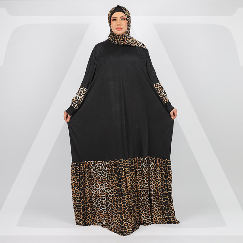 Practical Saudi Jersey  prayer dress with headscarf