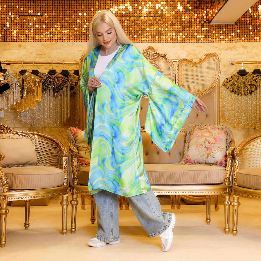 Silky Satin Cardigan-Printed