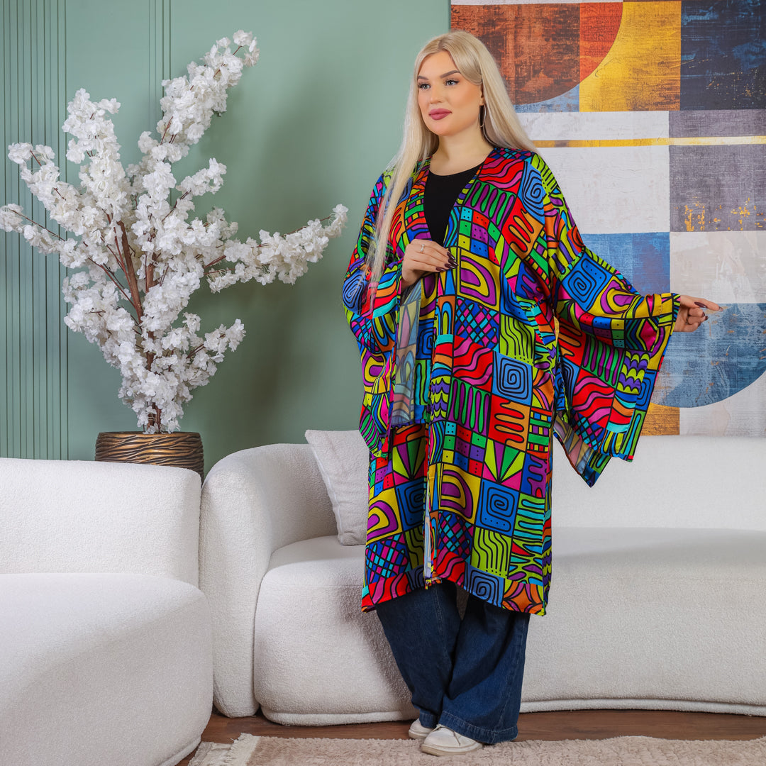 Silky Satin Cardigan-Printed