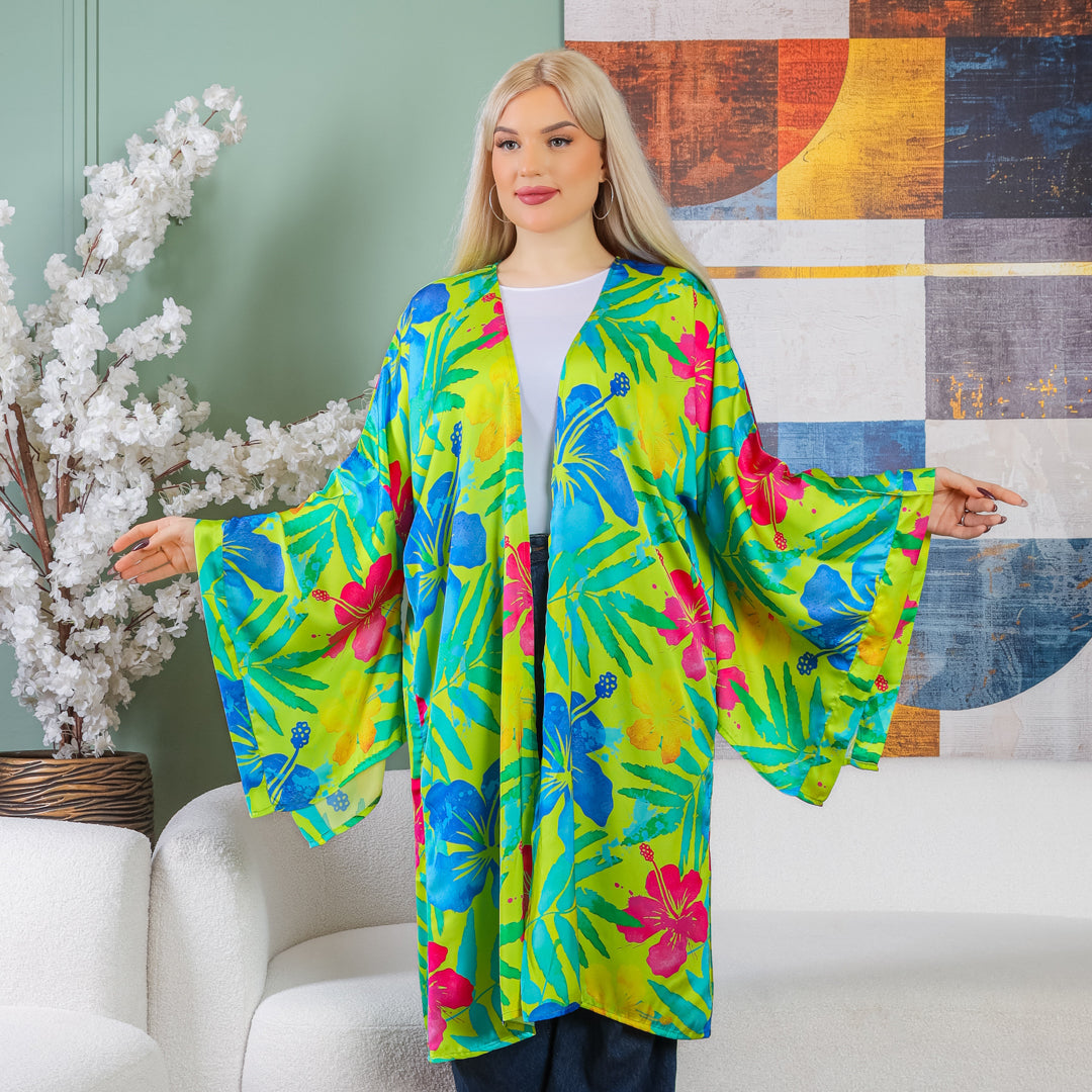 Silky Satin Cardigan-Printed