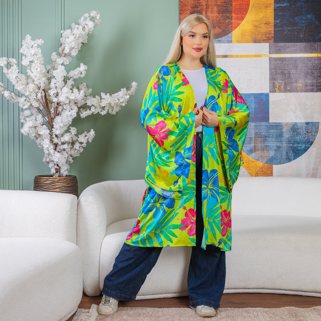 Silky Satin Cardigan-Printed