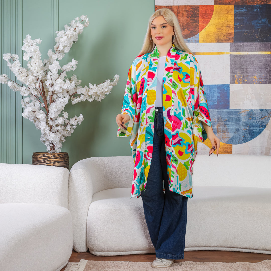 Silky Satin Cardigan-Printed