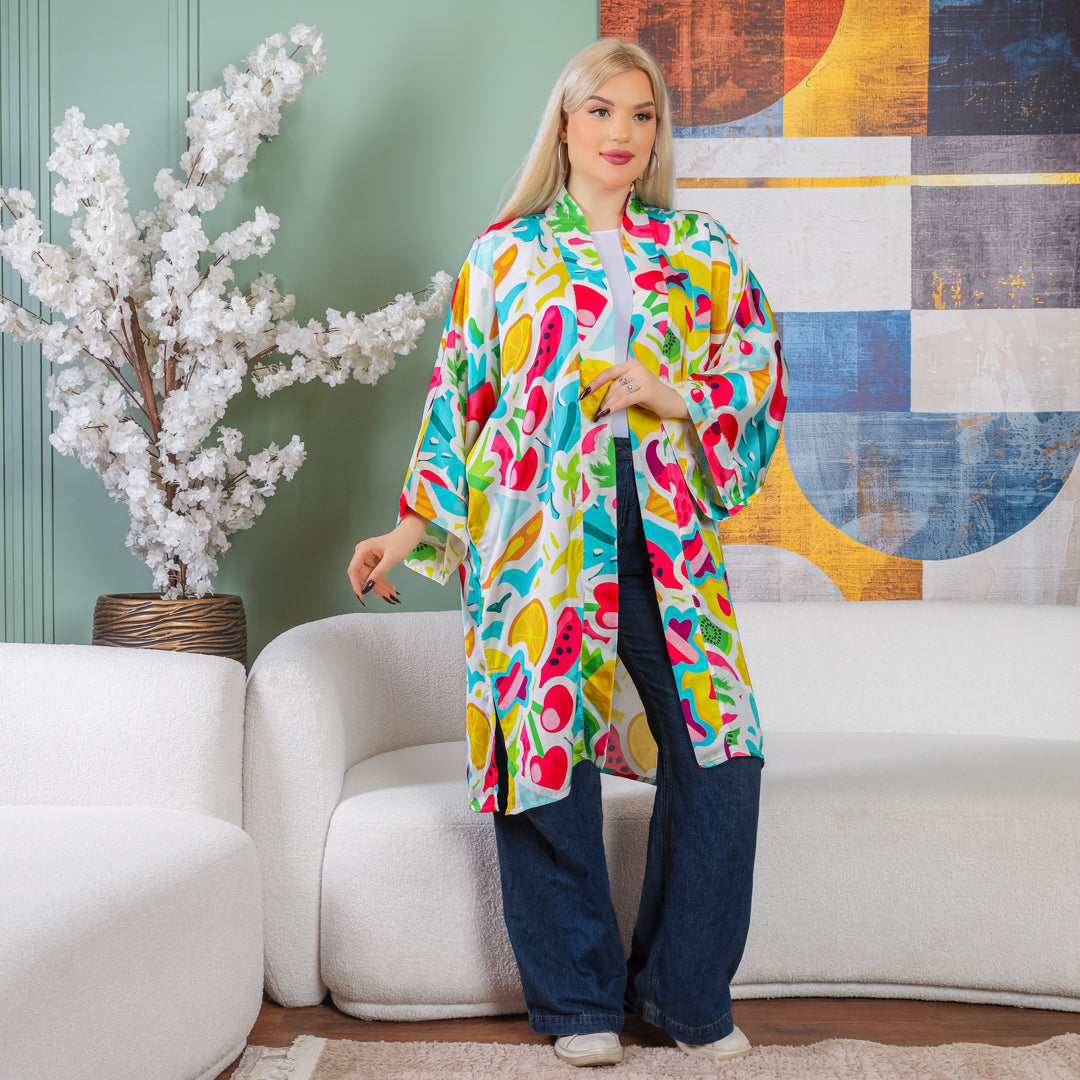 Silky Satin Cardigan-Printed