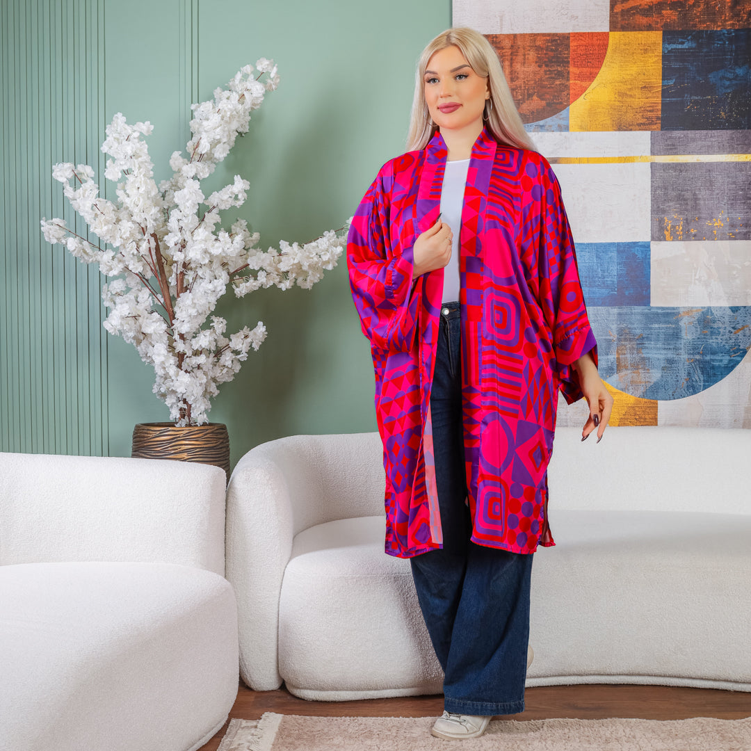 Silky Satin Cardigan-Printed