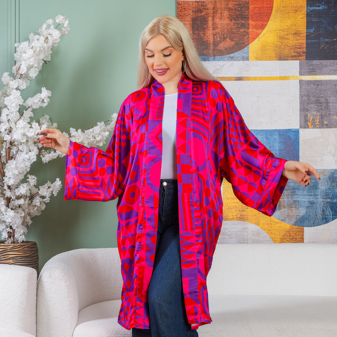 Silky Satin Cardigan-Printed