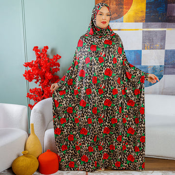 Practical  Kuwaiti Jersey prayer dress  with headscarf- Printed