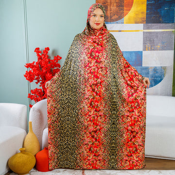 Practical  Kuwaiti Jersey prayer dress  with headscarf- Printed
