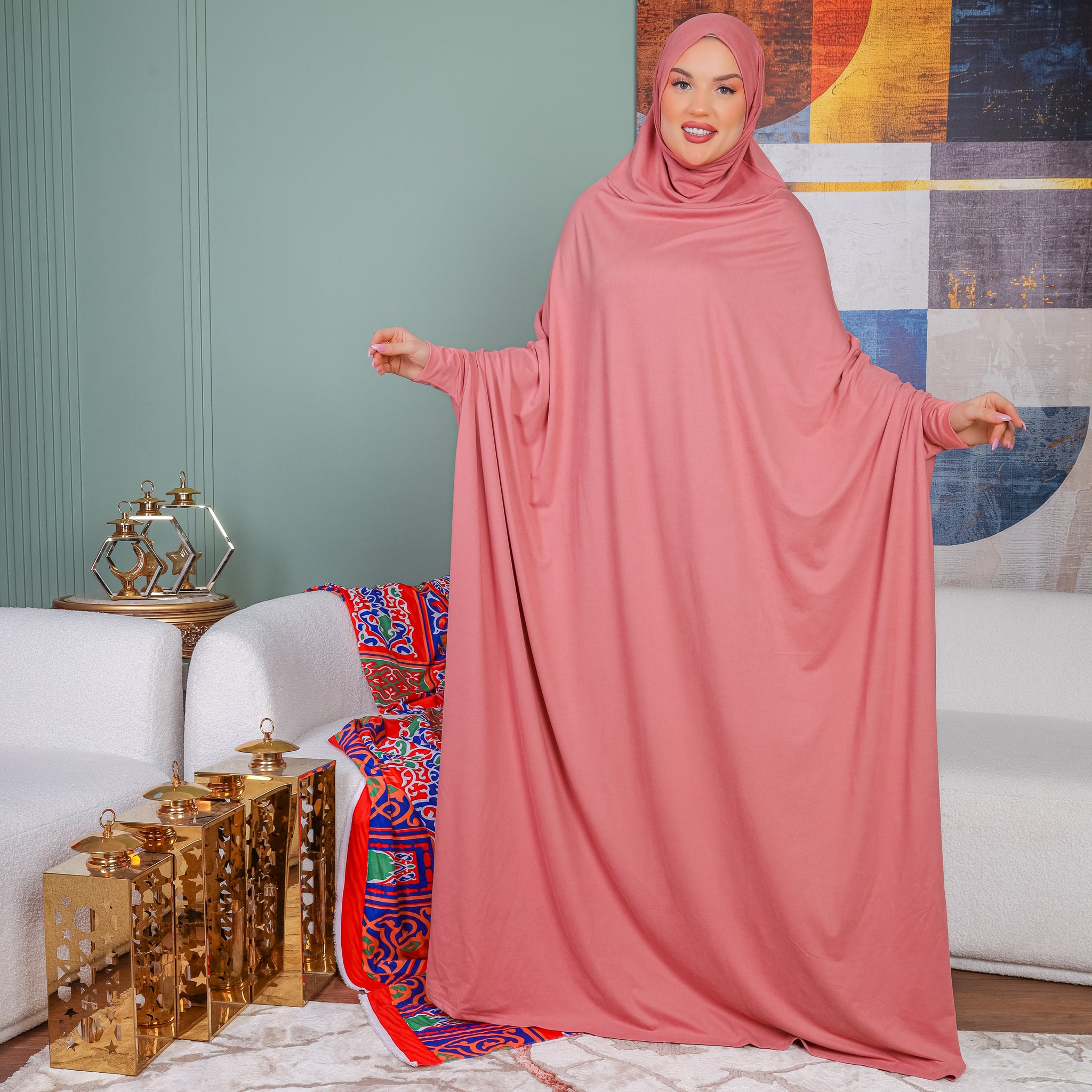 Practical  Bahraini prayer dress with headscarf- plain