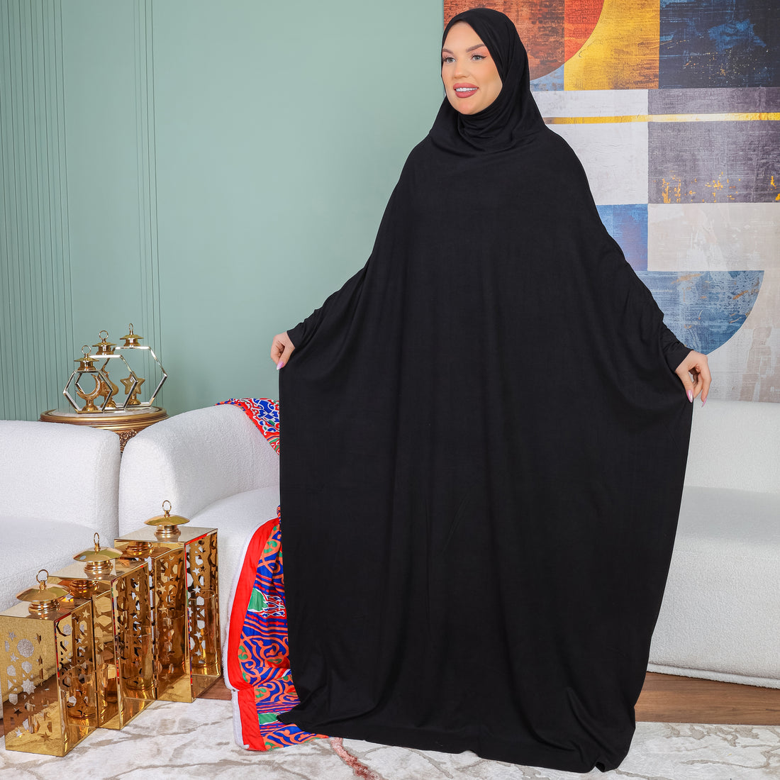 Practical  Bahraini prayer dress with headscarf- plain