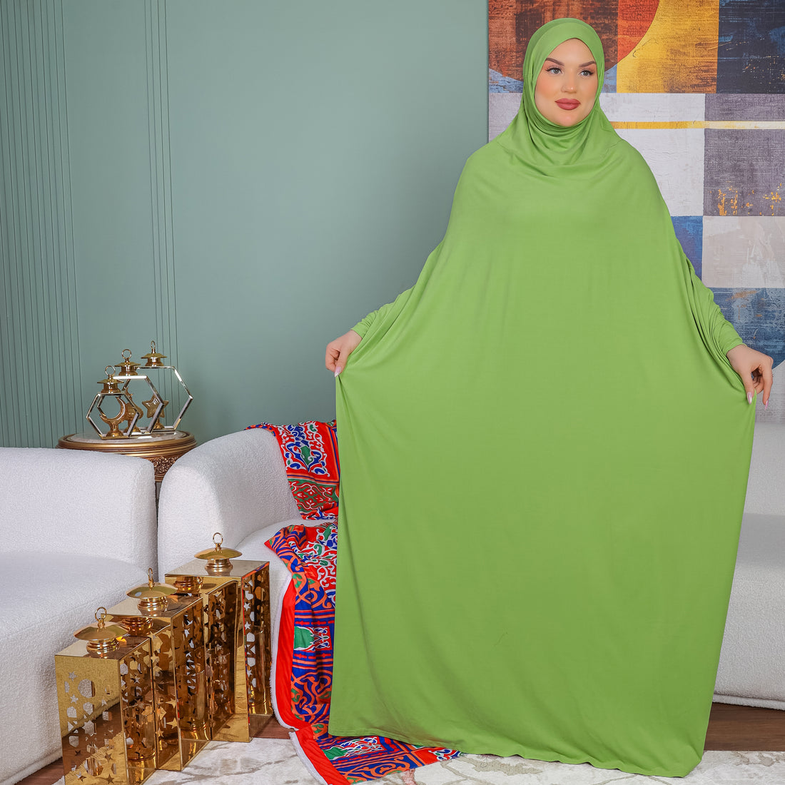 Practical  Bahraini prayer dress with headscarf- plain