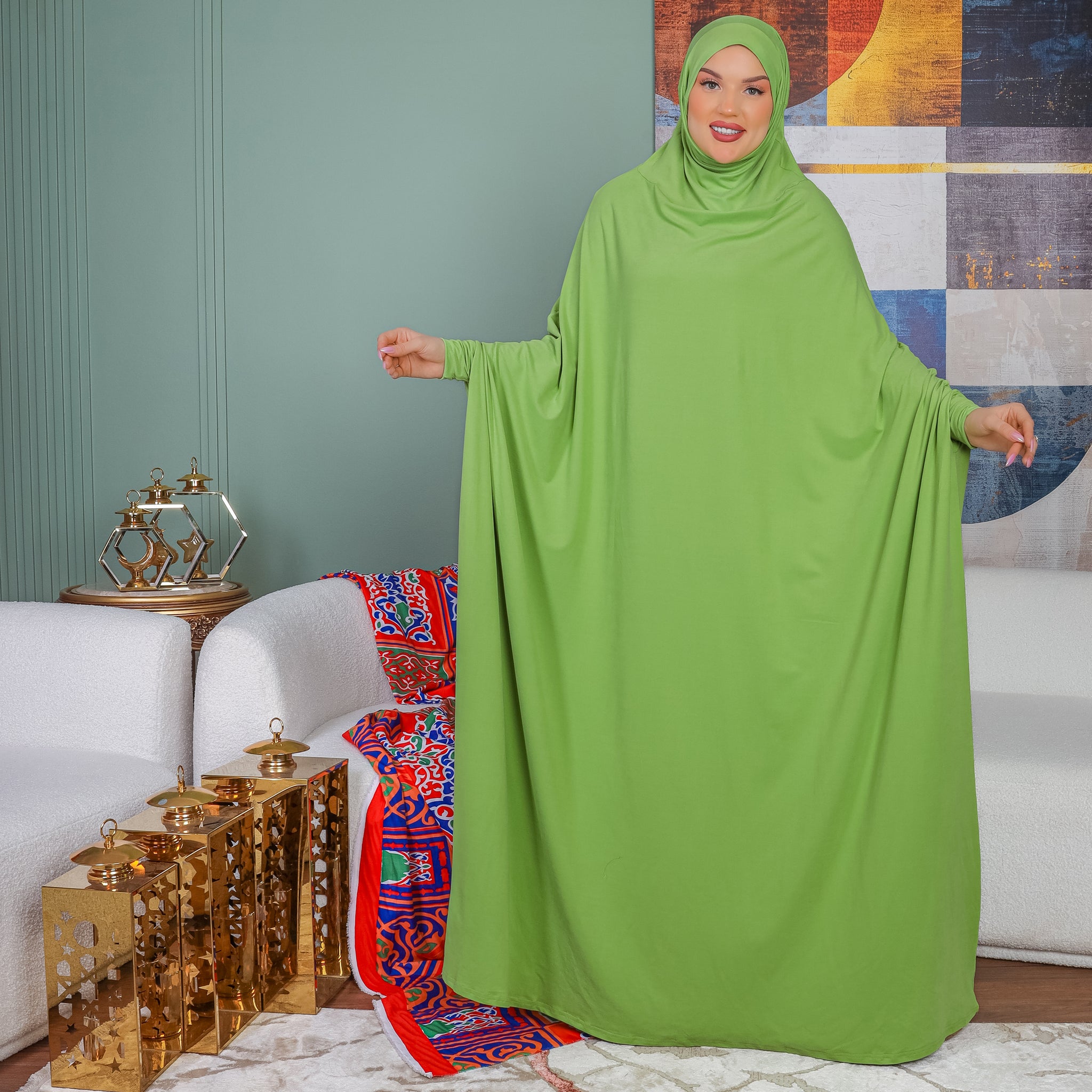 Practical  Bahraini prayer dress with headscarf- plain