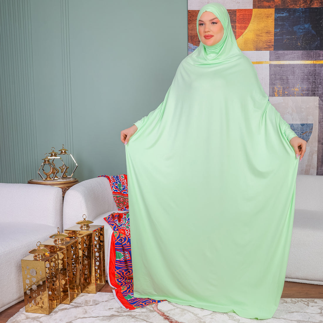 Practical  Bahraini prayer dress with headscarf- plain