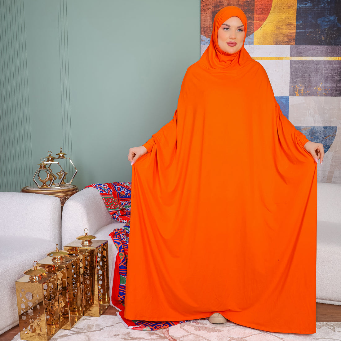 Practical  Bahraini prayer dress with headscarf- plain