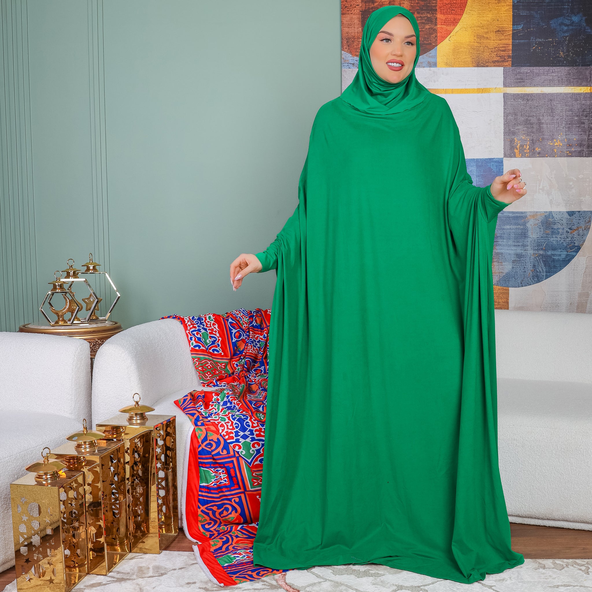 Practical  Bahraini prayer dress with headscarf- plain