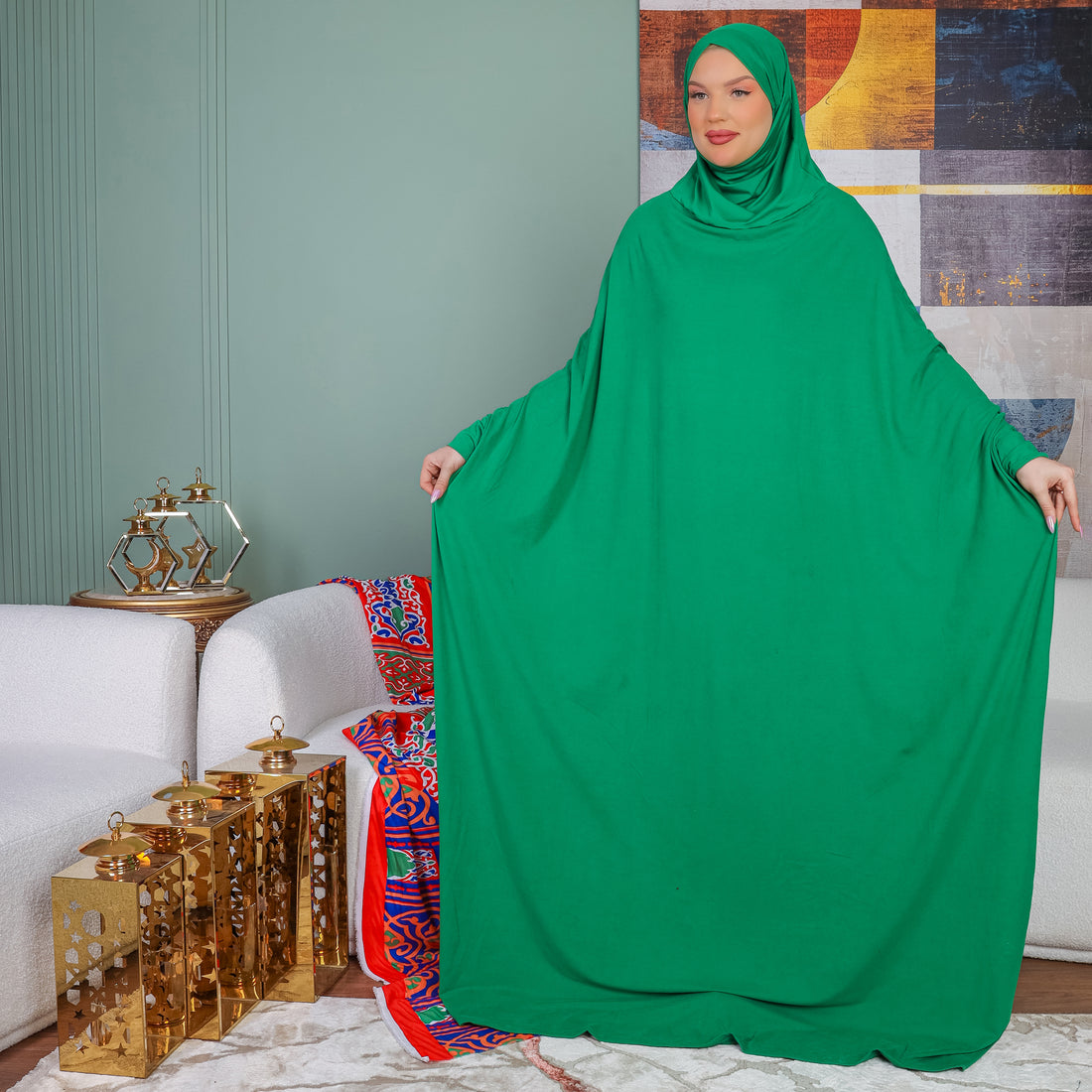 Practical  Bahraini prayer dress with headscarf- plain