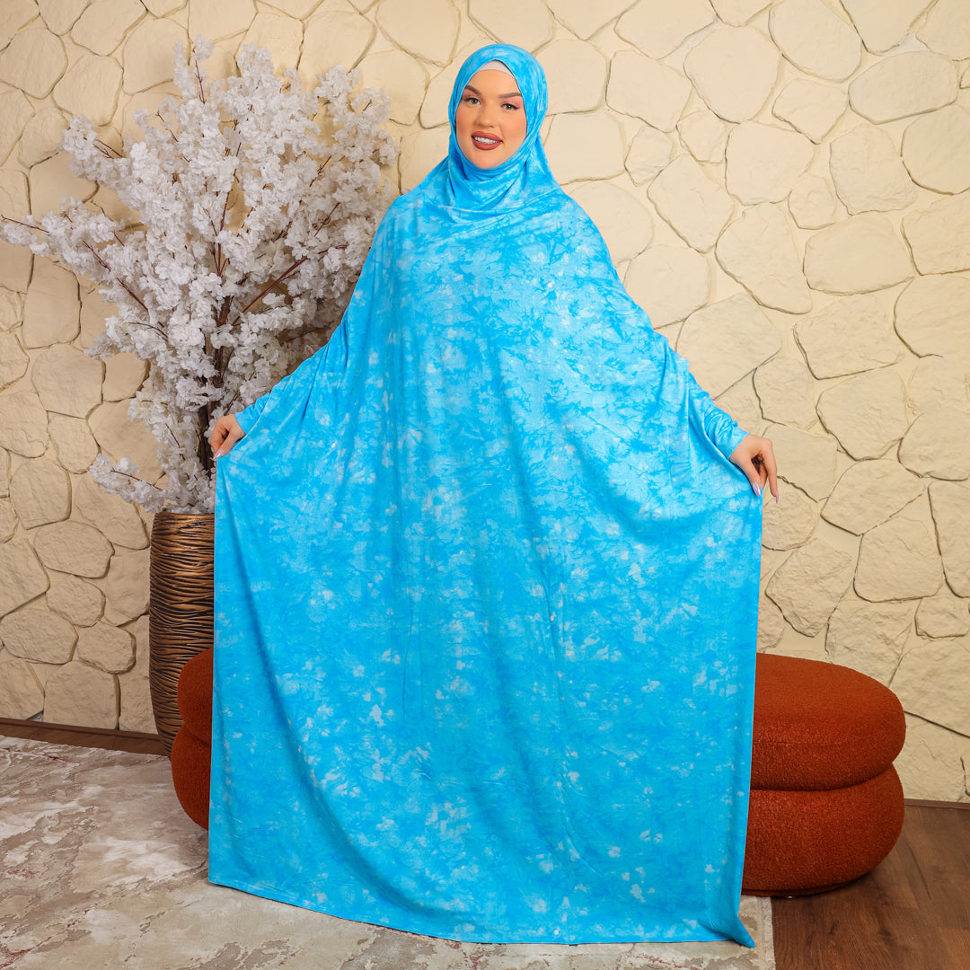 Practical  Bahraini prayer dress with headscarf- printed