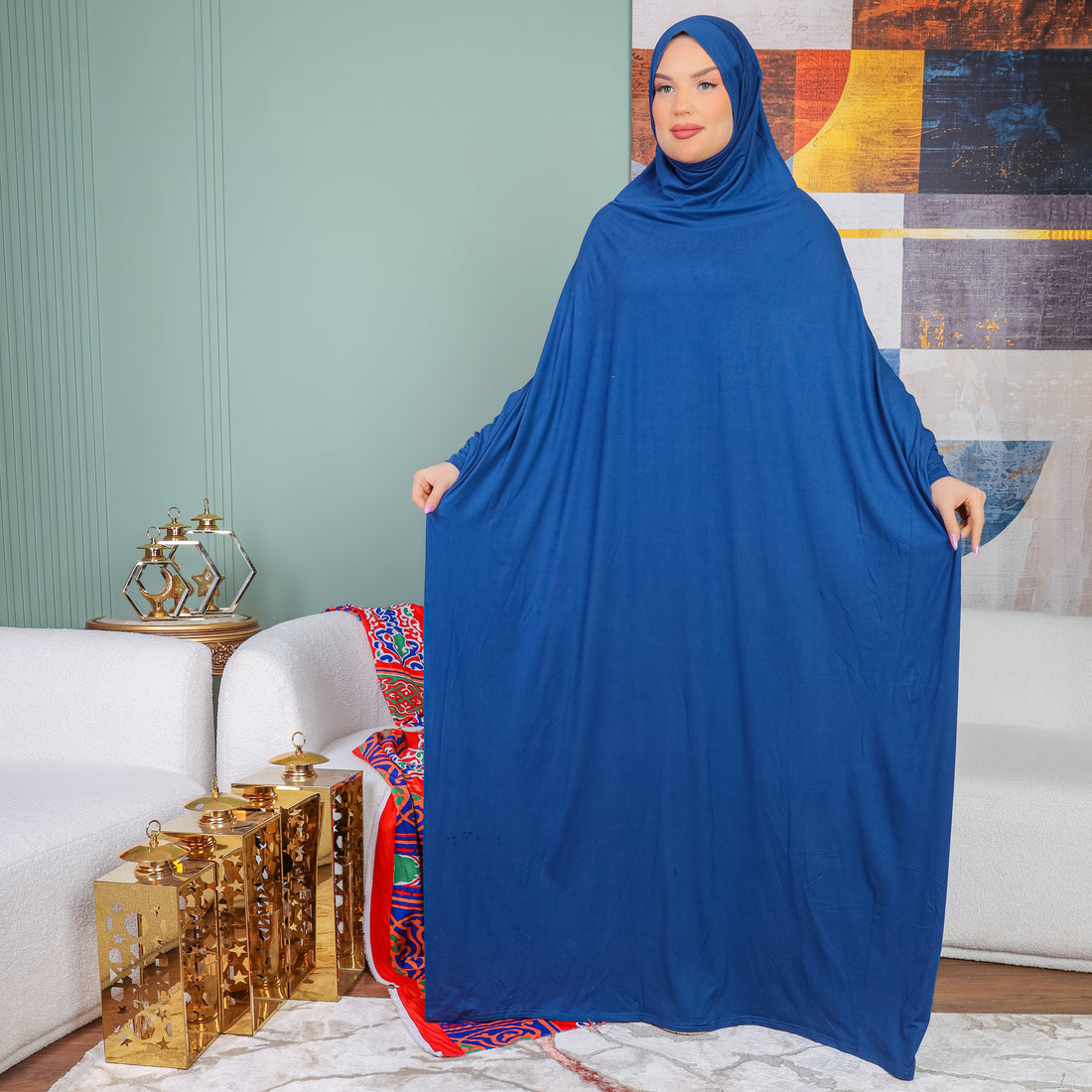 Practical  Bahraini prayer dress with headscarf- plain