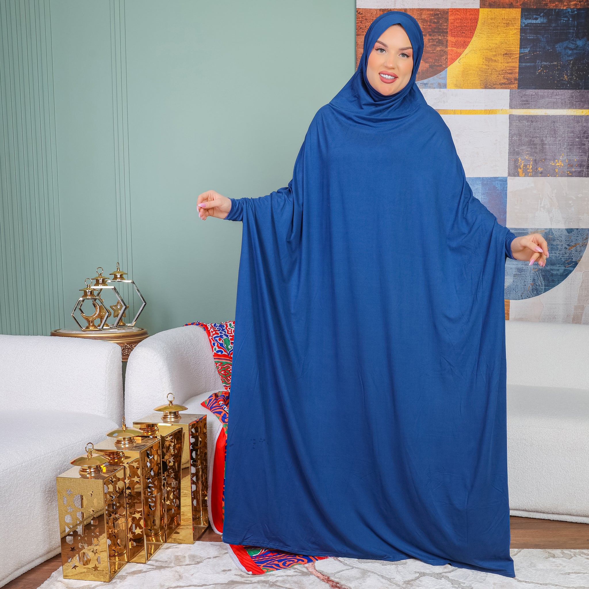 Practical  Bahraini prayer dress with headscarf- plain