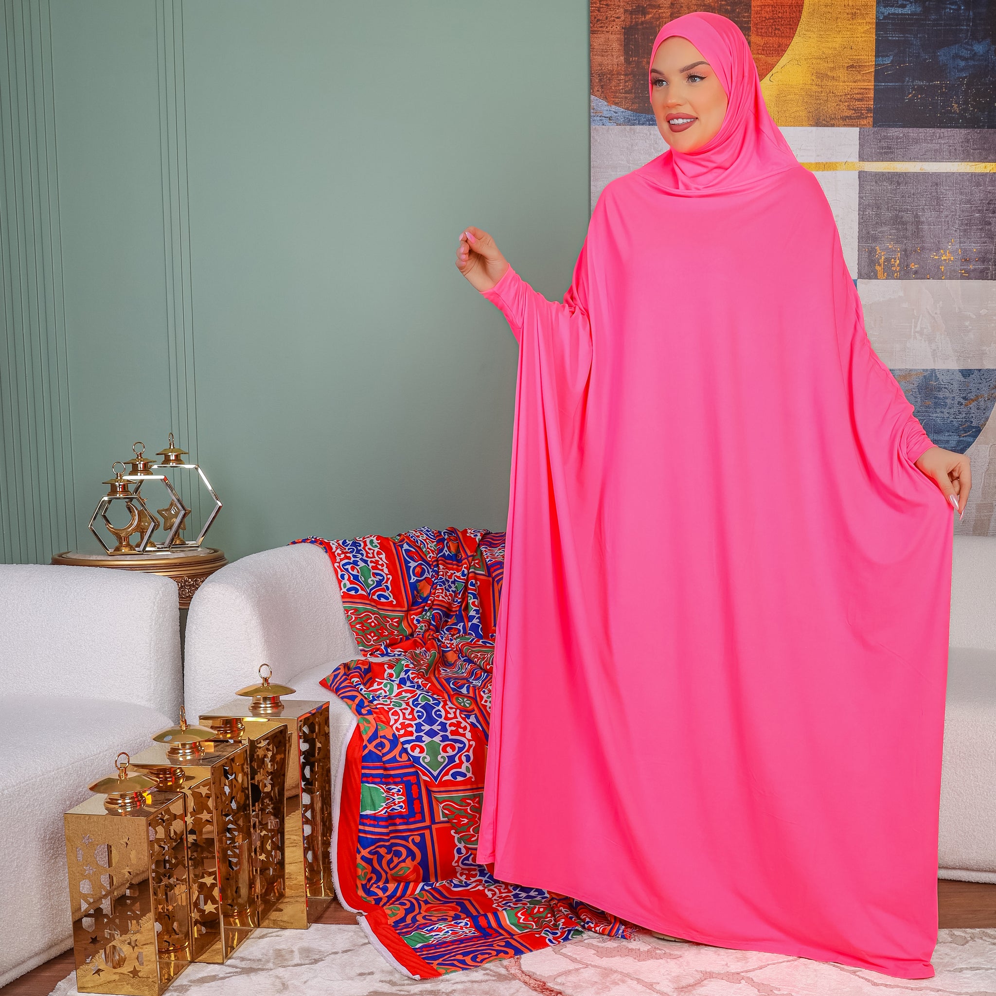 Practical  Bahraini prayer dress with headscarf- plain