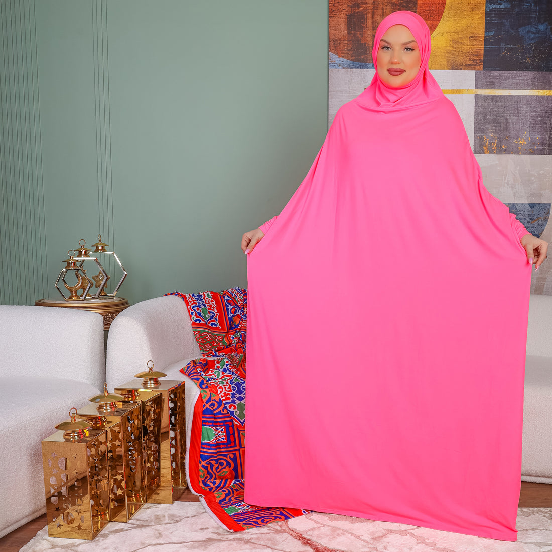 Practical  Bahraini prayer dress with headscarf- plain