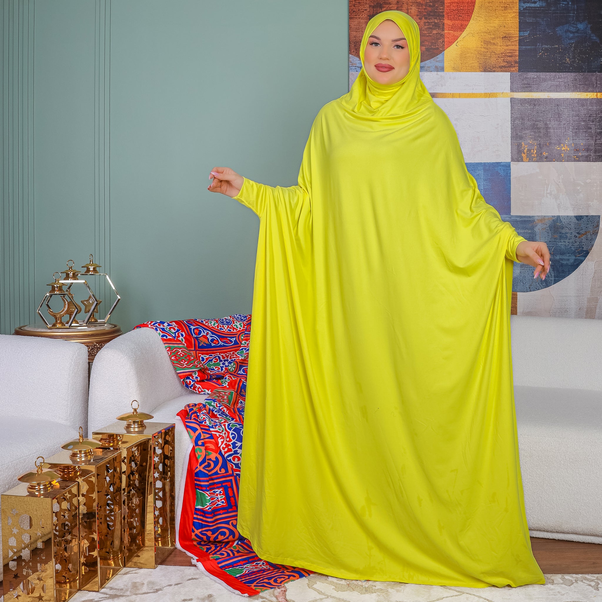 Practical  Bahraini prayer dress with headscarf- plain