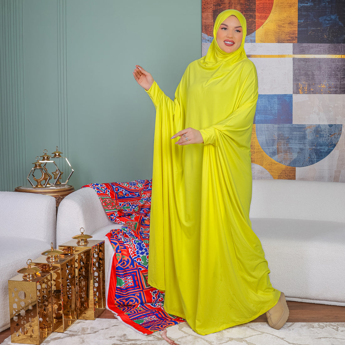 Practical  Bahraini prayer dress with headscarf- plain