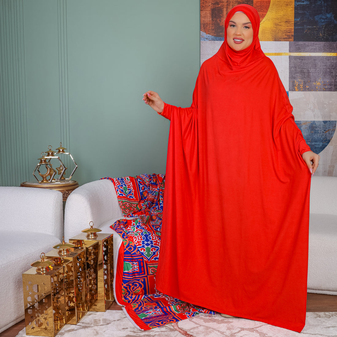 Practical  Bahraini prayer dress with headscarf- plain