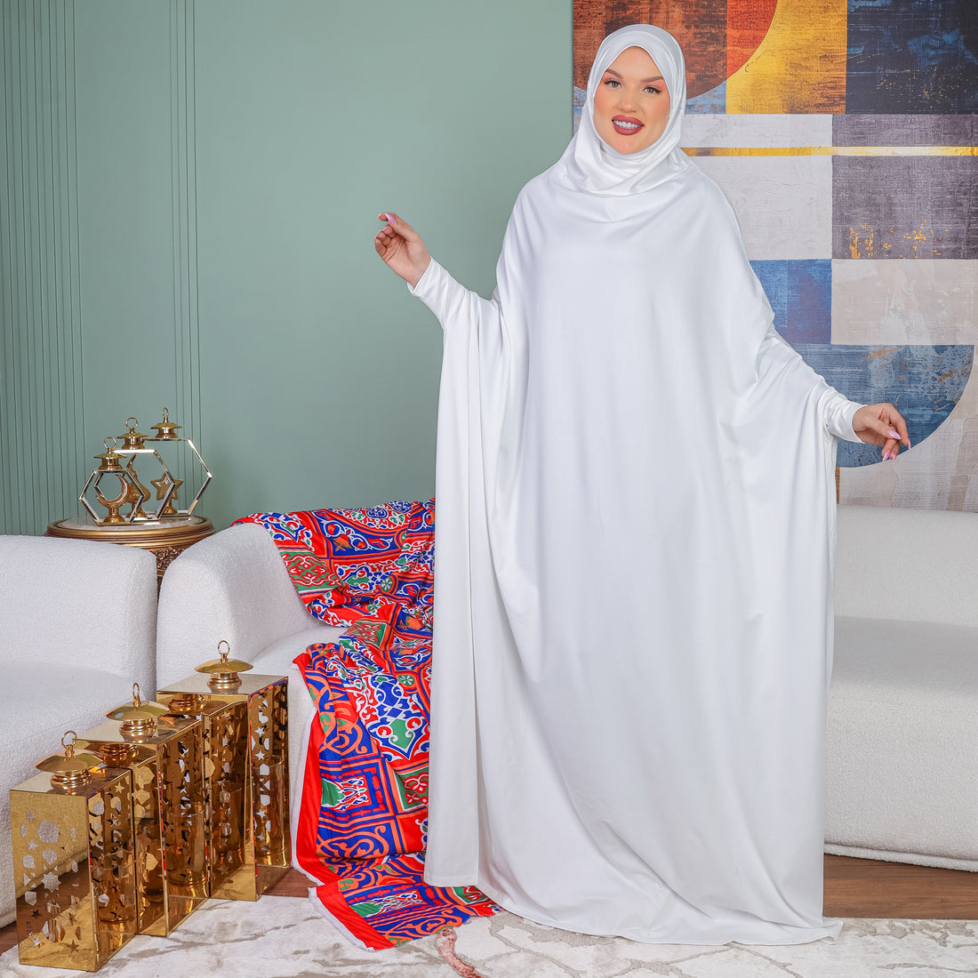 Practical  Bahraini prayer dress with headscarf- plain