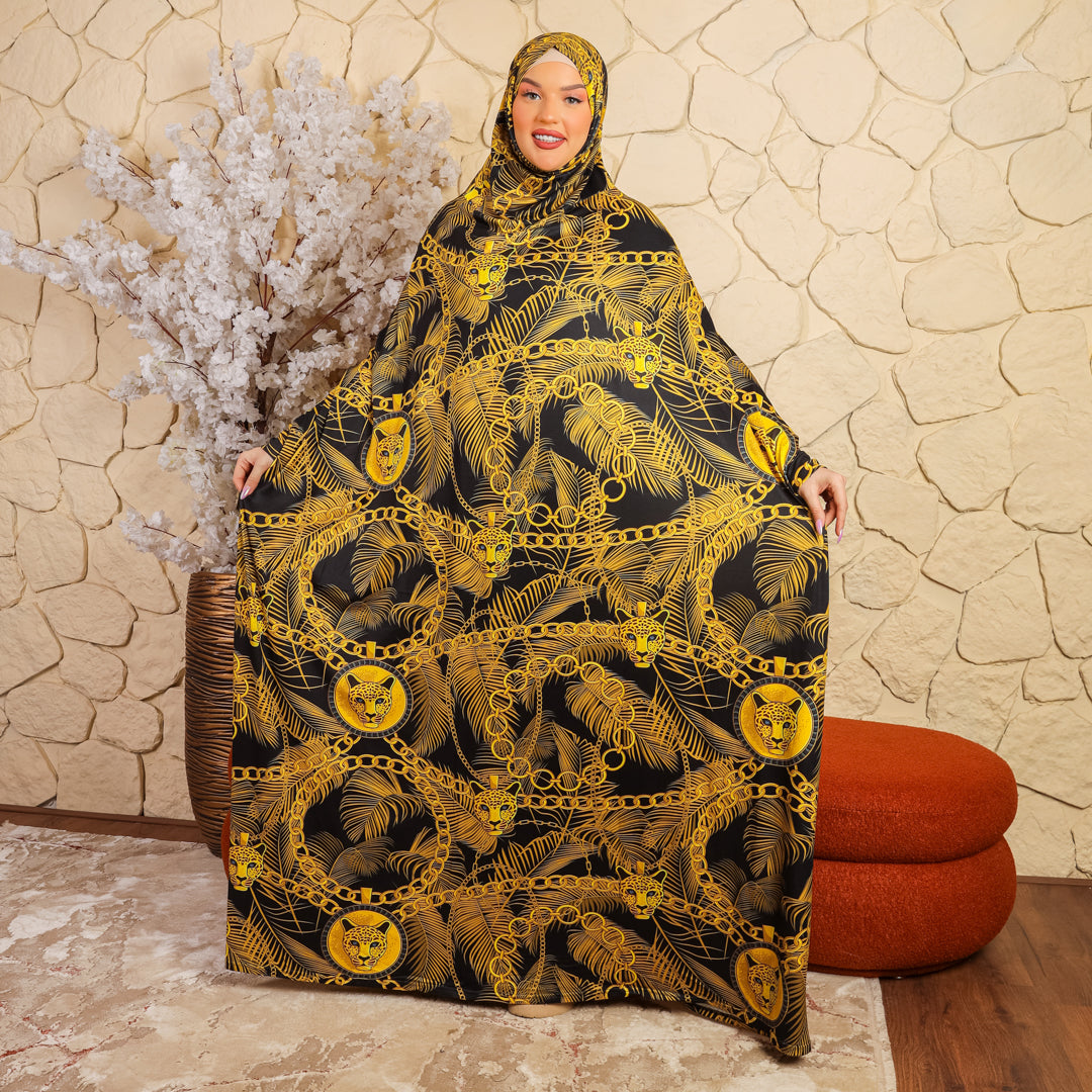 Practical  Bahraini prayer dress with headscarf- printed