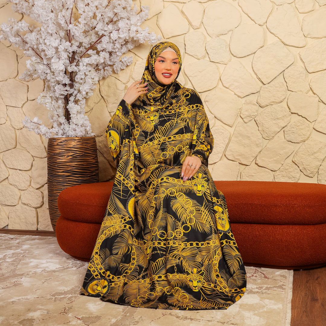 Practical  Bahraini prayer dress with headscarf- printed