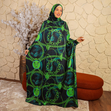 Practical  Bahraini prayer dress with headscarf- printed